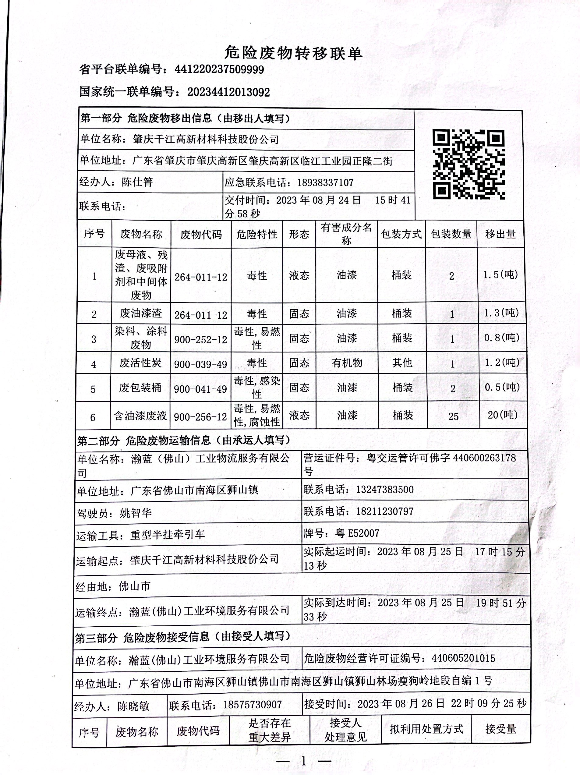 2023危险废物转移联单